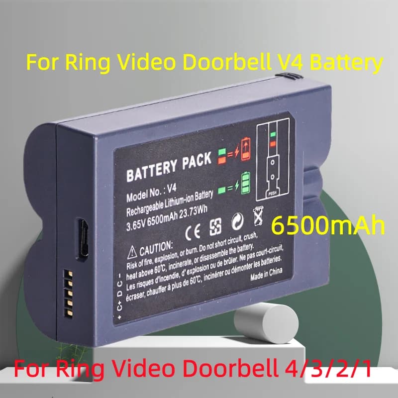 Batteria agli ioni di litio da 3,65 V 6500 mAh o caricabatterie per Ring-Video V4 Ring Video Doorbell 4/3/2/1 Stick Up Cam Batteria di seconda e 3a generazione