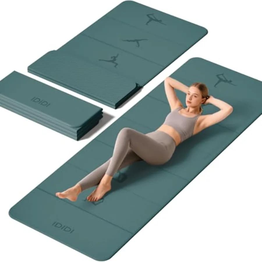 Tappetino Yoga Pieghevole Extra Spesso 10mm, Certificato SGS POE Antiscivolo, Tappetino Multiuso per Esercizi e Fitness per Studio o Casa