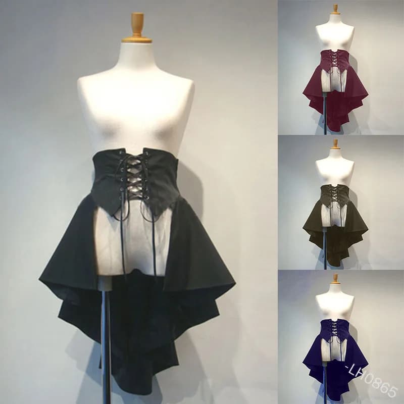 Gonna Vittoriana Burlesque a Sirena, Abbigliamento Gotico, Gonna Medievale, Gonne Gotiche Steampunk Punk con Corsetto e Gonna a Balze per Donna, Halloween
