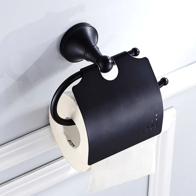 Portarotolo nero Portarotolo di carta igienica Ciondolo hardware Portarotolo a parete in ottone Portarotolo moderno per uso domestico
