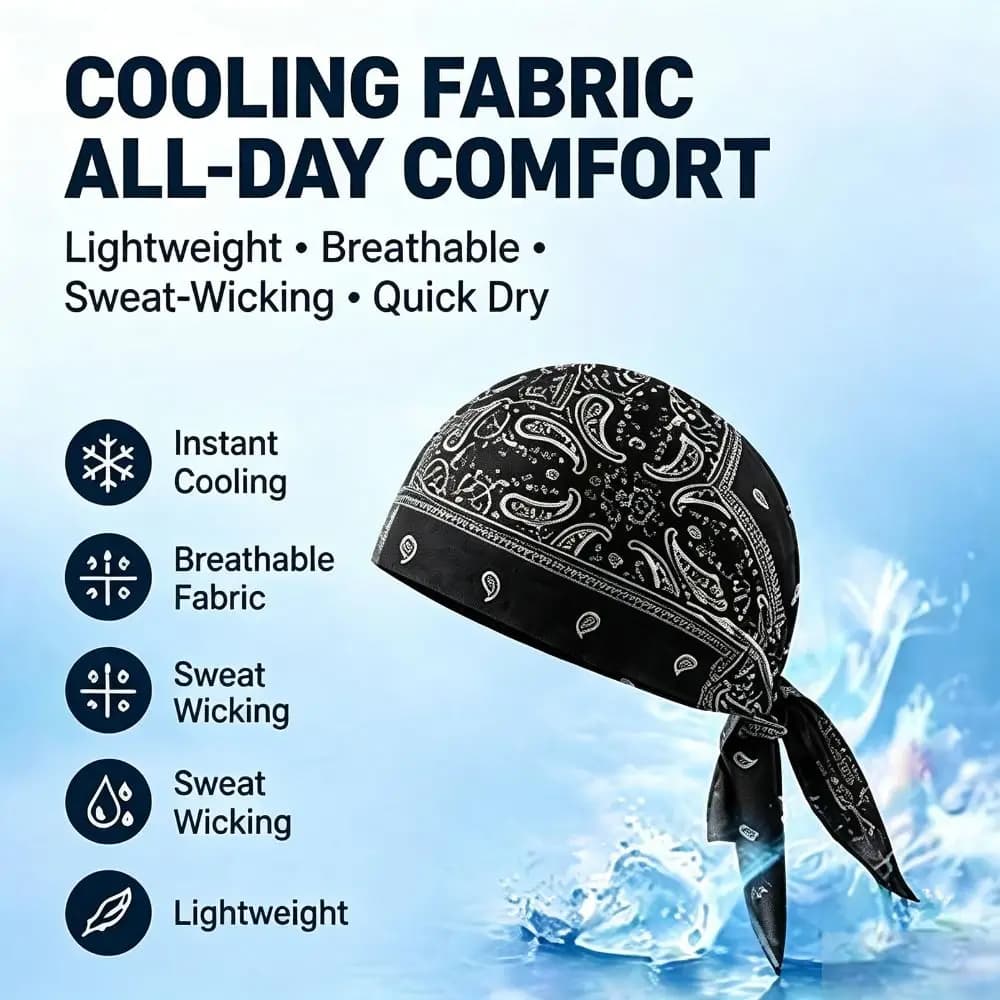 Lightweight Paisley Print Hijab Caps Quick Dry Adjustable Pirate Hat Breathable Comfortable Chemo Cap Outdoor Activities