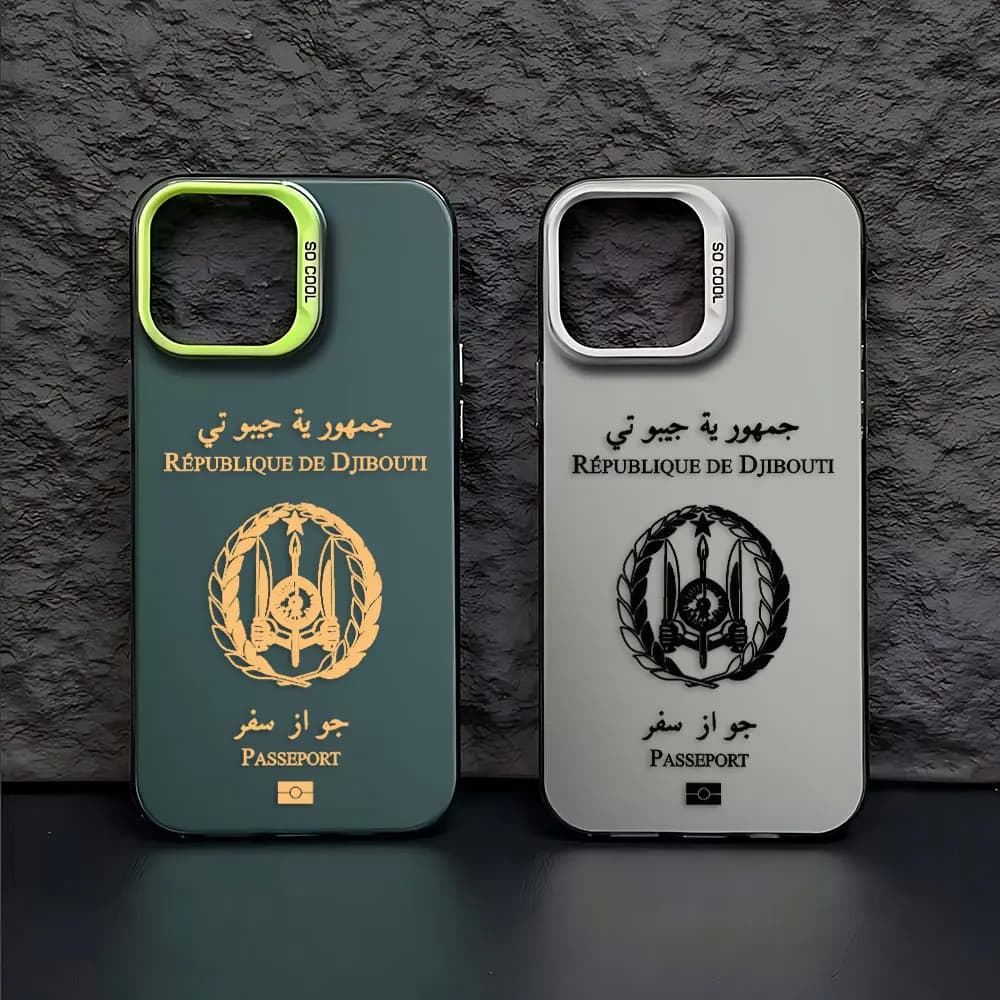 Custodia per passaporto Djibouti per iPhone 16 15 14 13 12 11 mini Pro Max X XR XSMAX 8 7 Plus Cover posteriore opaca anticaduta