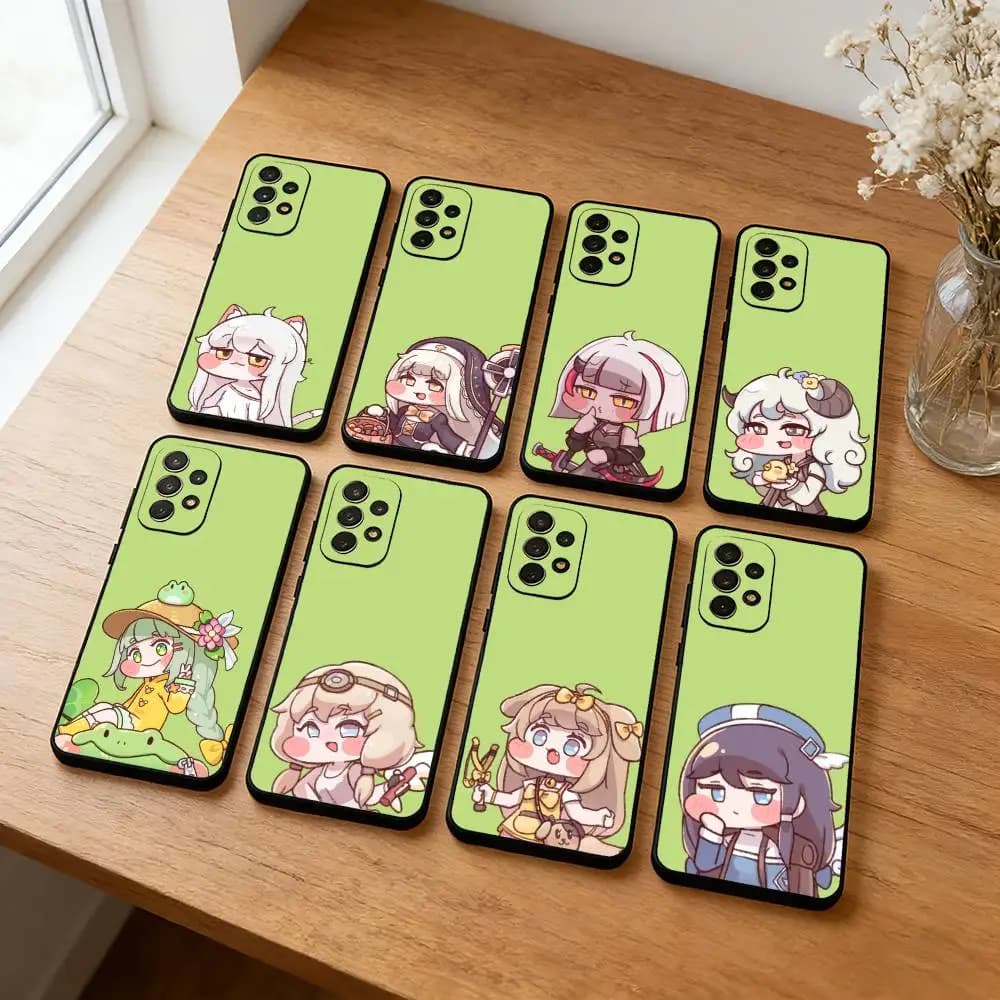 Custodia per telefono Game T-Trickcal Chibi Go per Samsung S25, S24, S23, S22, S21, S20, Plus, cover nera in morbido silicone