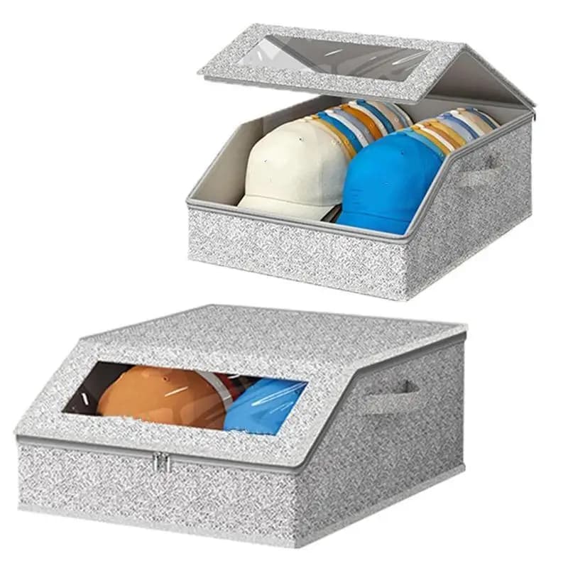 1PC Foldable Zipper Baseball Cap Storage Box Non-woven Dustproof Storage Box Hat Storage Box Wardrobe Storage Boxes Storage
