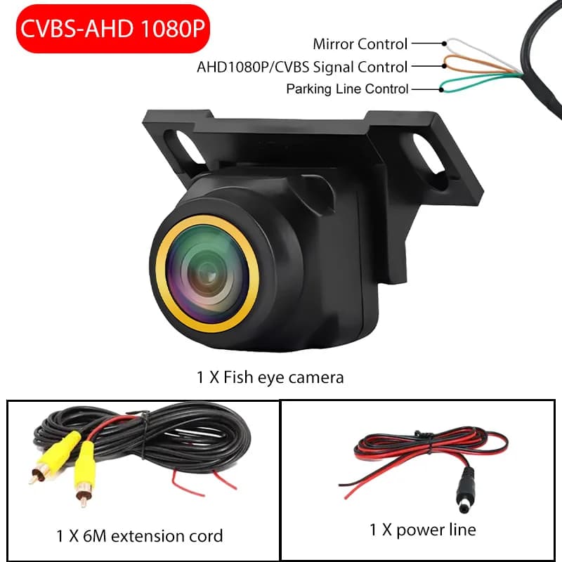 HD Reverse Camera 170° AHD 1080P Fish Eye Car Camera, Waterproof Rear View Backup Camera with Night Vision, for Car Truck SUV