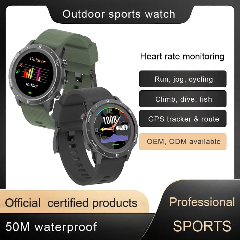 Orologio Sportivo Professionale G5 con Display TFT da 1,28 Pollici, Impermeabile fino a 50m, Monitoraggio Sport e Sonno, GPS, Smartwatch per Arrampicata