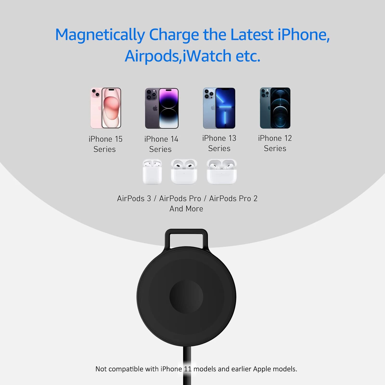 Caricabatterie wireless 3 in 1 Auricolari per orologio TELEFONO Caricabatterie wireless conveniente da 15 W Design pieghevole magnetico interamente in alluminio