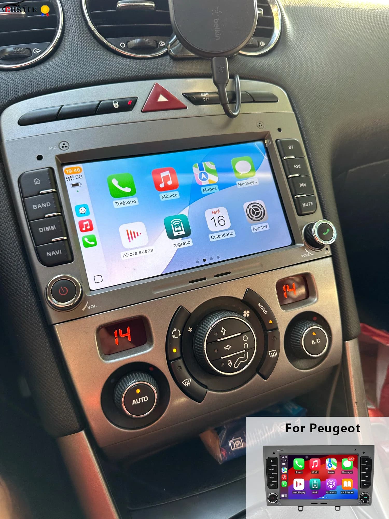 CHSTEK Lettore Multimediale Stereo Per Peugeot 408 T7 308 SW 2007-2019 Carplay Autoradio Navigazione GPS WIFI 4G BT Android 13 Audio
