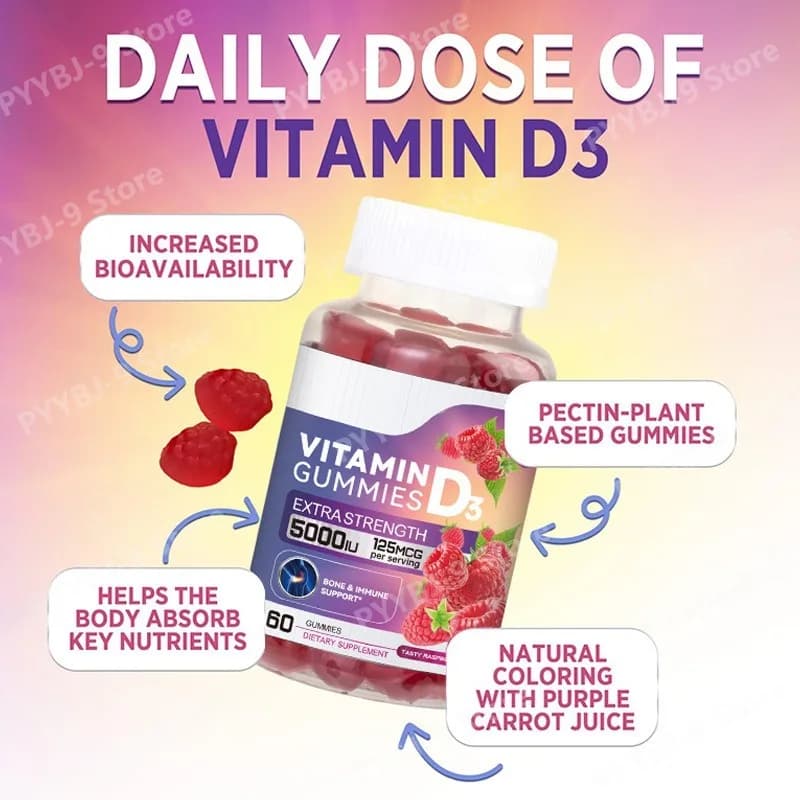 Integratore Alimentare di Vitamina D3 e Zinco in Gommose per Uomini e Donne, Confezione da 60 Pezzi