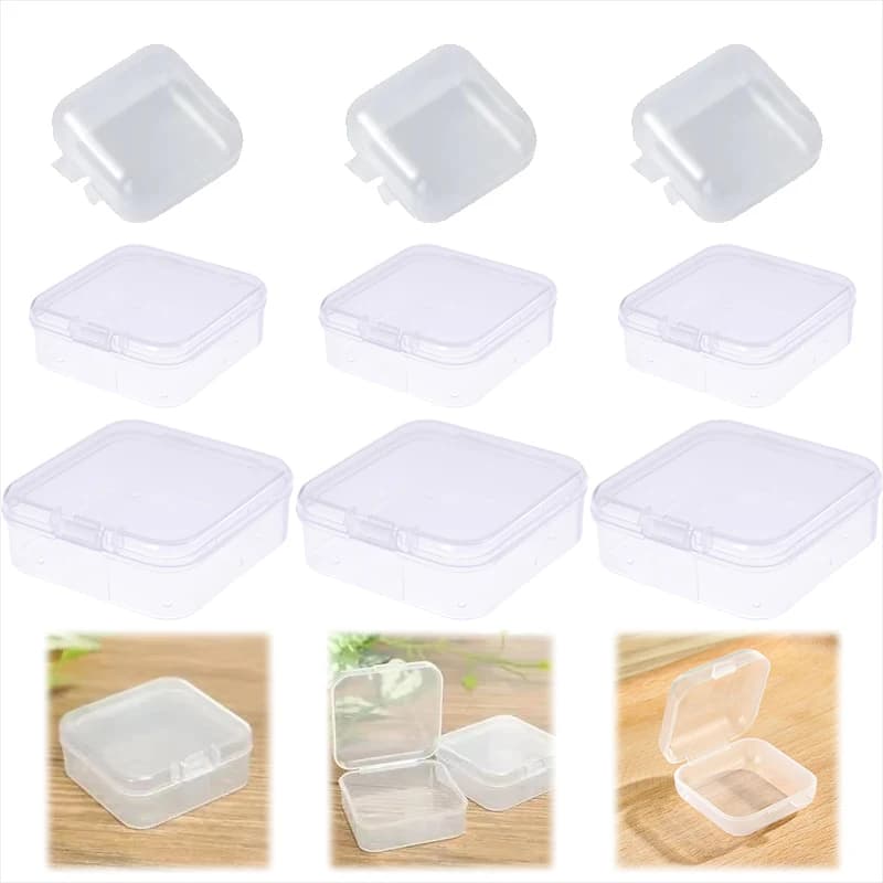 10pcs Mini PP Storage Box Transparent Plastic Case Container Square Rectangle Packaging Box For Jewelry Display Boxes TMZ