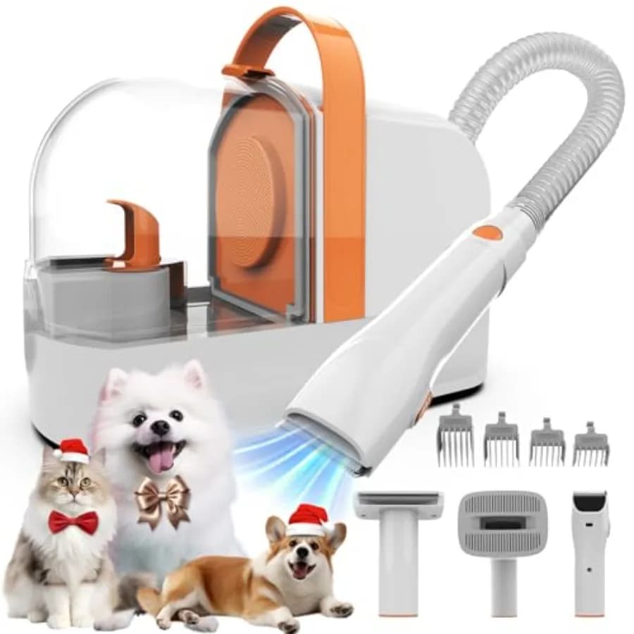 Kit per Toelettatura Cani con Aspirapolvere e Tosatrice, 12.000Pa, Aspiratore per Peli di Animali Domestici, Silenzioso, Strumento per Pulizia Domestica in 1 PG10