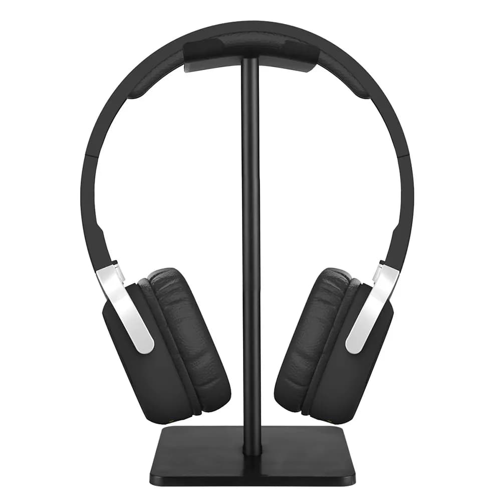Supporto compatto in alluminio per auricolari, supporto per cuffie nero, supporto flessibile in TPU per organizzazione audio da gaming e risparmio di spazio sul desktop