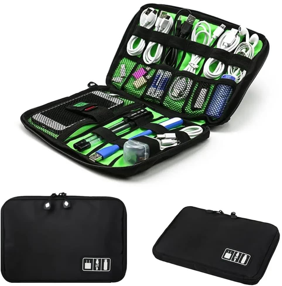 Kit Organizzatore di Cavi, Borse Portaoggetti per Cavi USB, Auricolari, Penne, Power Bank, Dispositivi Digitali, Borse da Viaggio