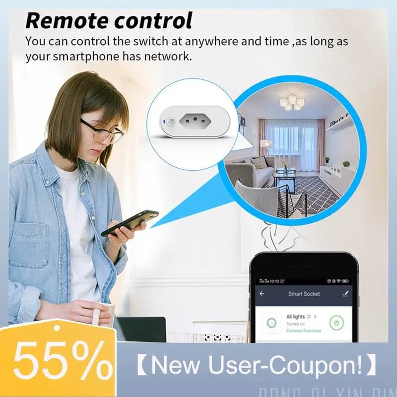 A81M New-Zigbee Smart Plug Socket Automate APP Voice Control Timer/Voltage Measurement Feed 16A Spina BR
