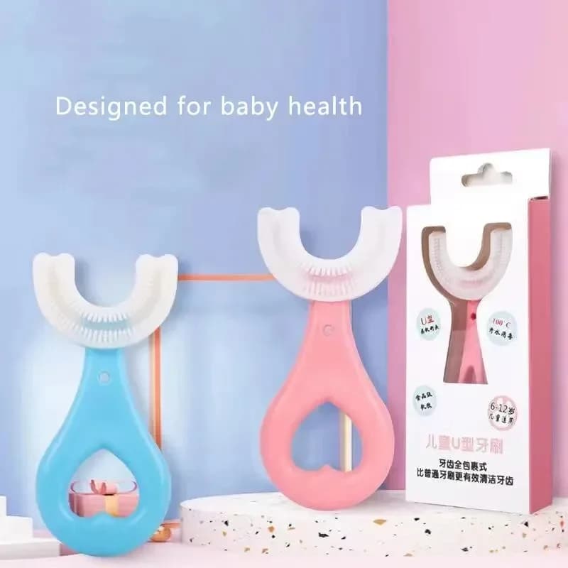 2 spazzolini a forma di U per bambini, strumenti per la pulizia orale dei denti dei bambini, strumenti per la pulizia dei denti dei neonati