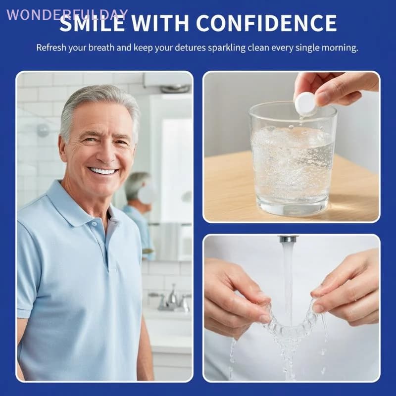 New Denture Cleaning Tablets Teeth Brightening Freshen Breath Oral Care Stain Remover for False Teeth