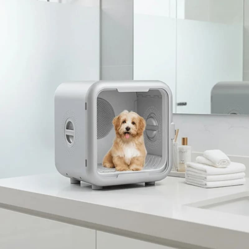 Asciugatore Elettrico Portatile Automatico per Peli di Cani e Gatti, Scatola Asciugatrice per Animali Domestici, Durevole e Pratica in Plastica, Uso Domestico, 1 Anno di Garanzia