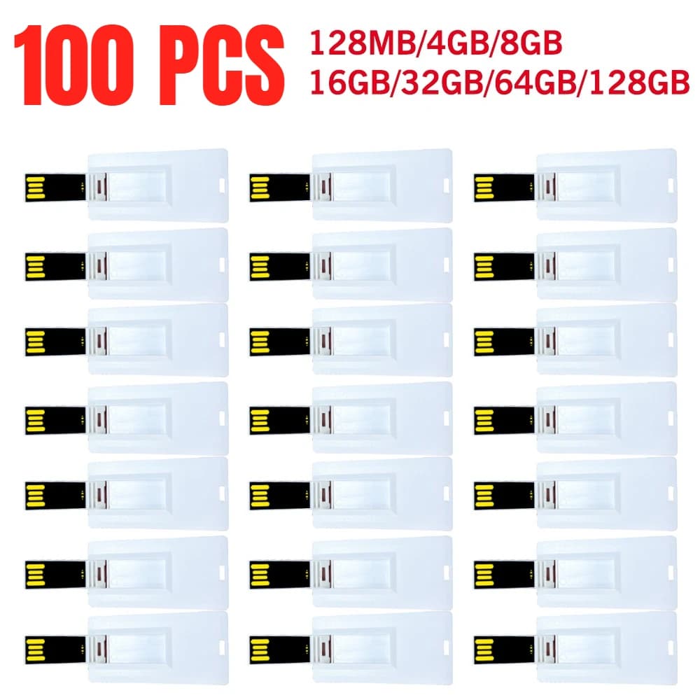 100 pz. USB Flash Drive a Forma di Carta di Credito Impermeabile Super Sottile 4GB 8GB 32GB 64GB, Chiavetta USB Modello Carta Bancaria, Personalizzazione Gratuita 2.0