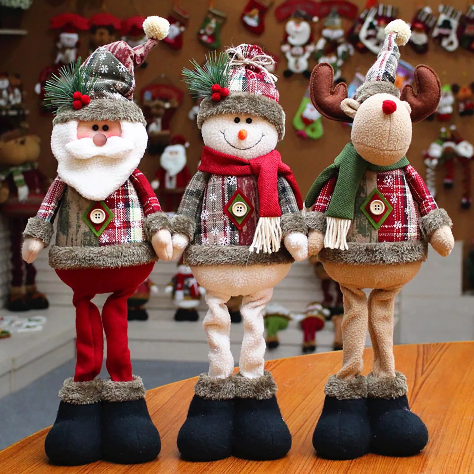 Bambole natalizie decorative natalizie Renna Pupazzo di neve Babbo Natale Bambola in piedi Ornamento di Capodanno Natale Buon Natale