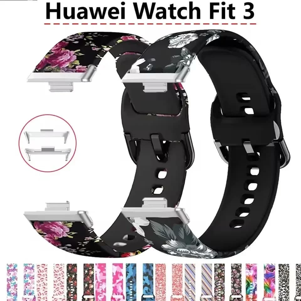 Cinturino con stampa floreale per Huawei Watch Fit 3 Sostituzione cinturino in silicone intelligente Bracciale correa Huawei Watch Fit 3 Accessori