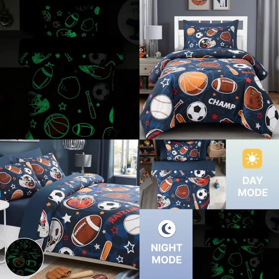 Set Copripiumino per Ragazzi - 5 Pezzi, Set Biancheria da Letto Sportivo Fluorescente, Ultra Morbido, Set Completo con Lenzuola