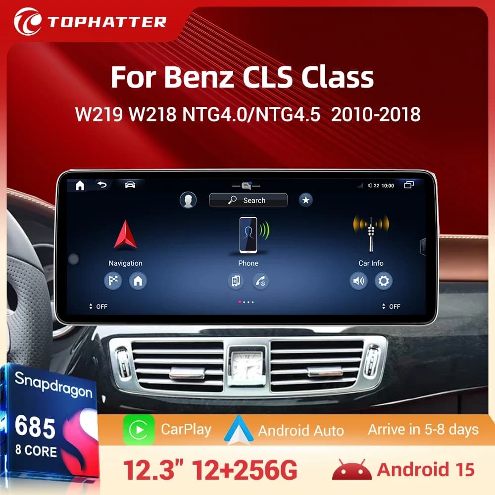 Autoradio Wireless CarPlay per Mercedes Benz Classe CLS W218 W219 Android 15 Lettore Multimediale Auto Navi 8Core 256G GPS Stereo