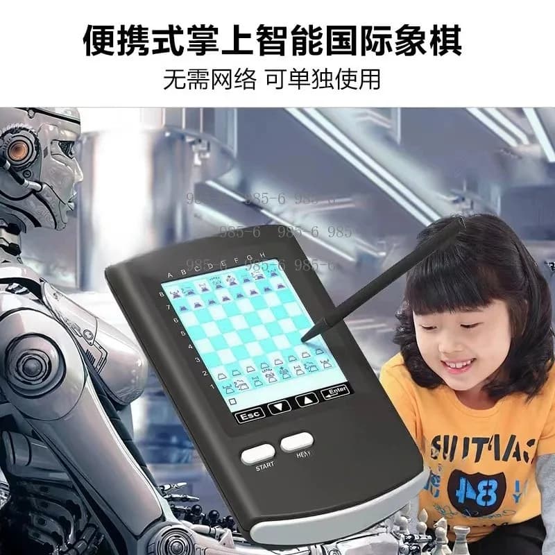 Handheld AI Electronic Chess Set, Multilingual Support with English & German for Chess Learning