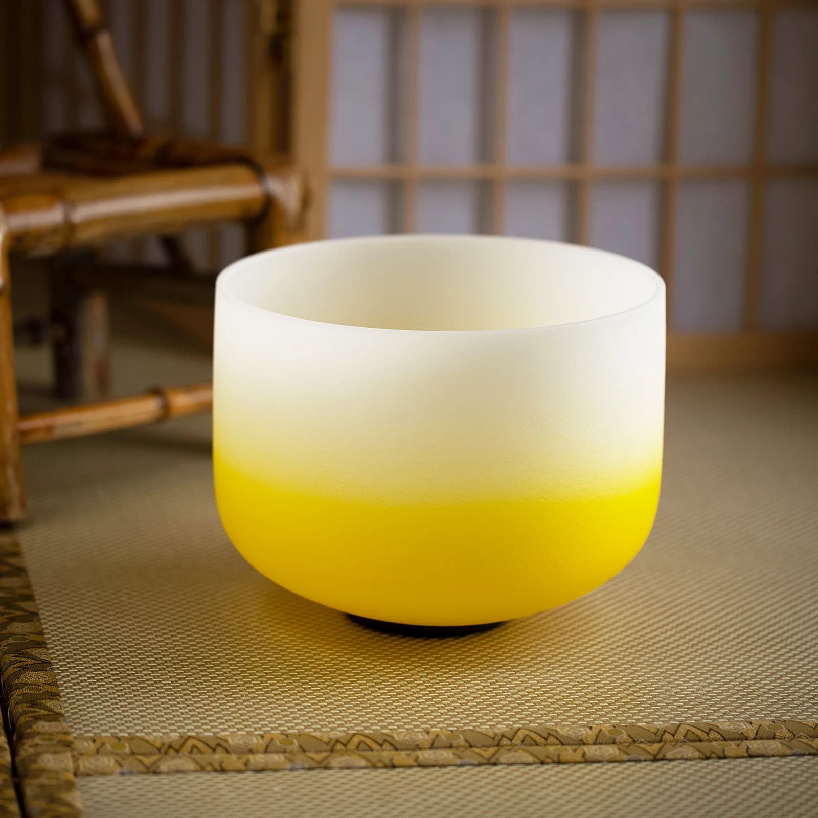 Hye-eun 10inch 440/432hz E note Yellow Gradient Crystal Singing Bowl for Yoga Meditation Solar Plexus Chakra Sound Bath Bowl