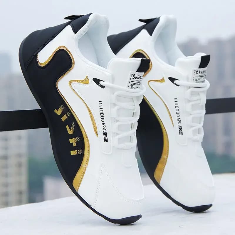 Women's Waterproof PU Leather Shoes Casual Sports Shoes Lightweight and Breathable Flat Tennis Shoes