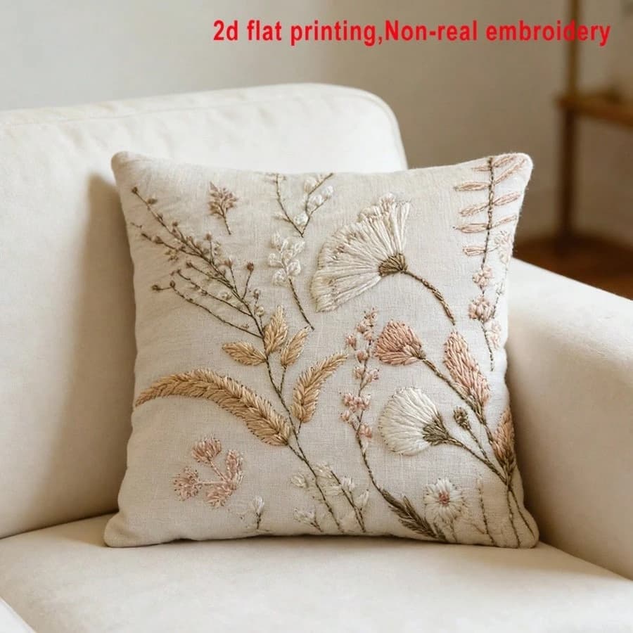 1 fodera per cuscino decorativa con stampa floreale neutra, stampa 2D fronte-retro in morbido poliestere per divano, camera da letto, auto e decorazioni per la casa