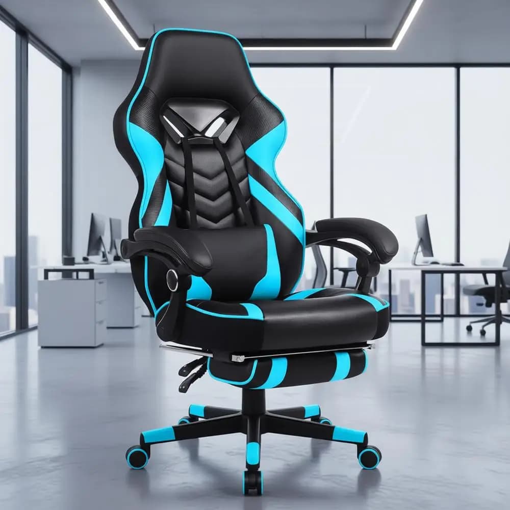 Ergonomic gaming chair with high backrest for adults with footrest, lumbar support and massage, pocket spring cushion (cicle/black)