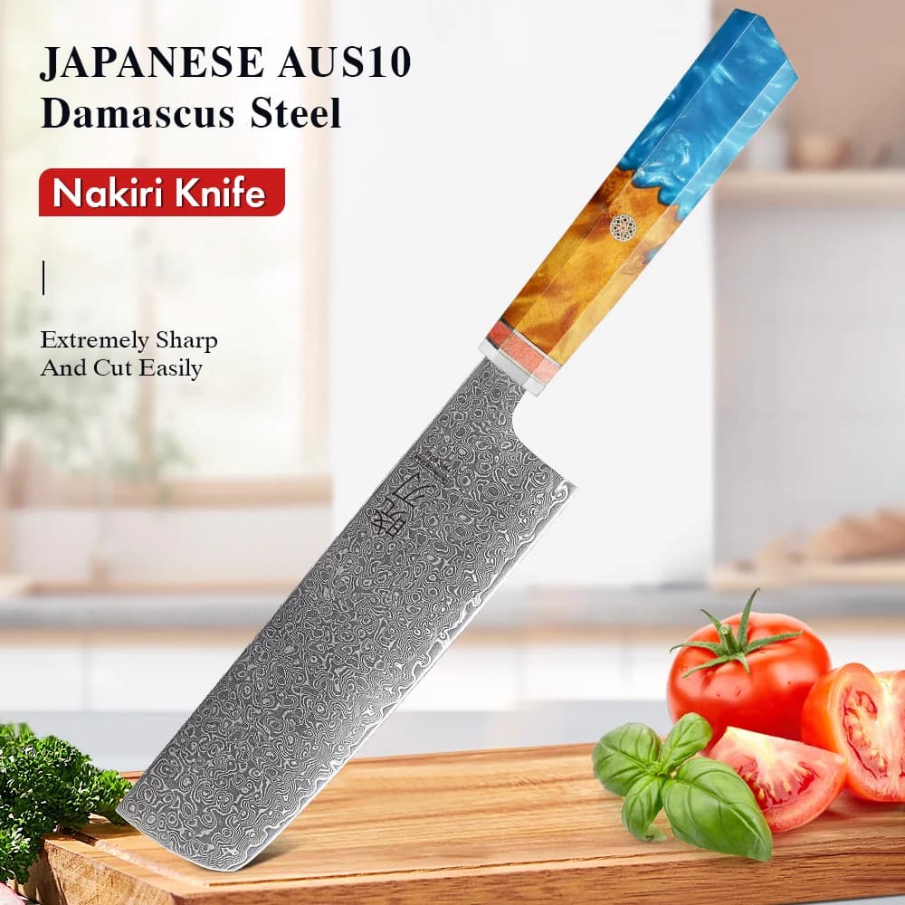 Nakiri knife 6.5 inch damasco steel hand-made cook knives Japanese kitchen utensils to slice vegetables butcher meat mannaia