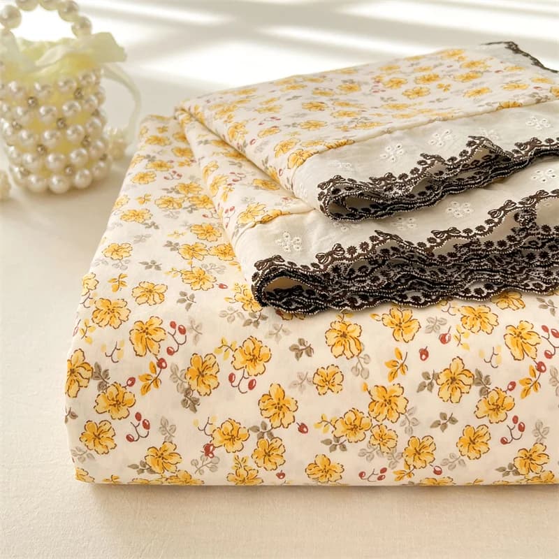 1 flat sheet with yellow flower print for double bed, super soft bed, top bed sheets for double bed/king size, single bed