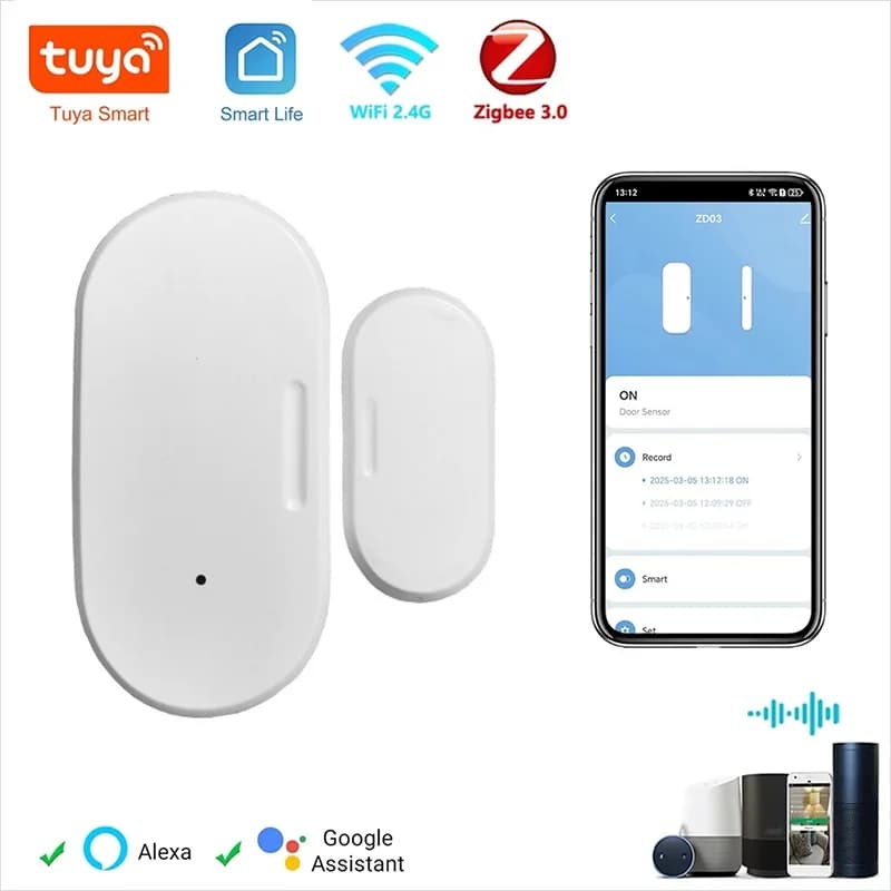 Zigbee Door Sensor Window Magnetic Sensor Security Burglar Door Sensor Alarm Smart Life Magnetic Door Sensor Alexa Google Home