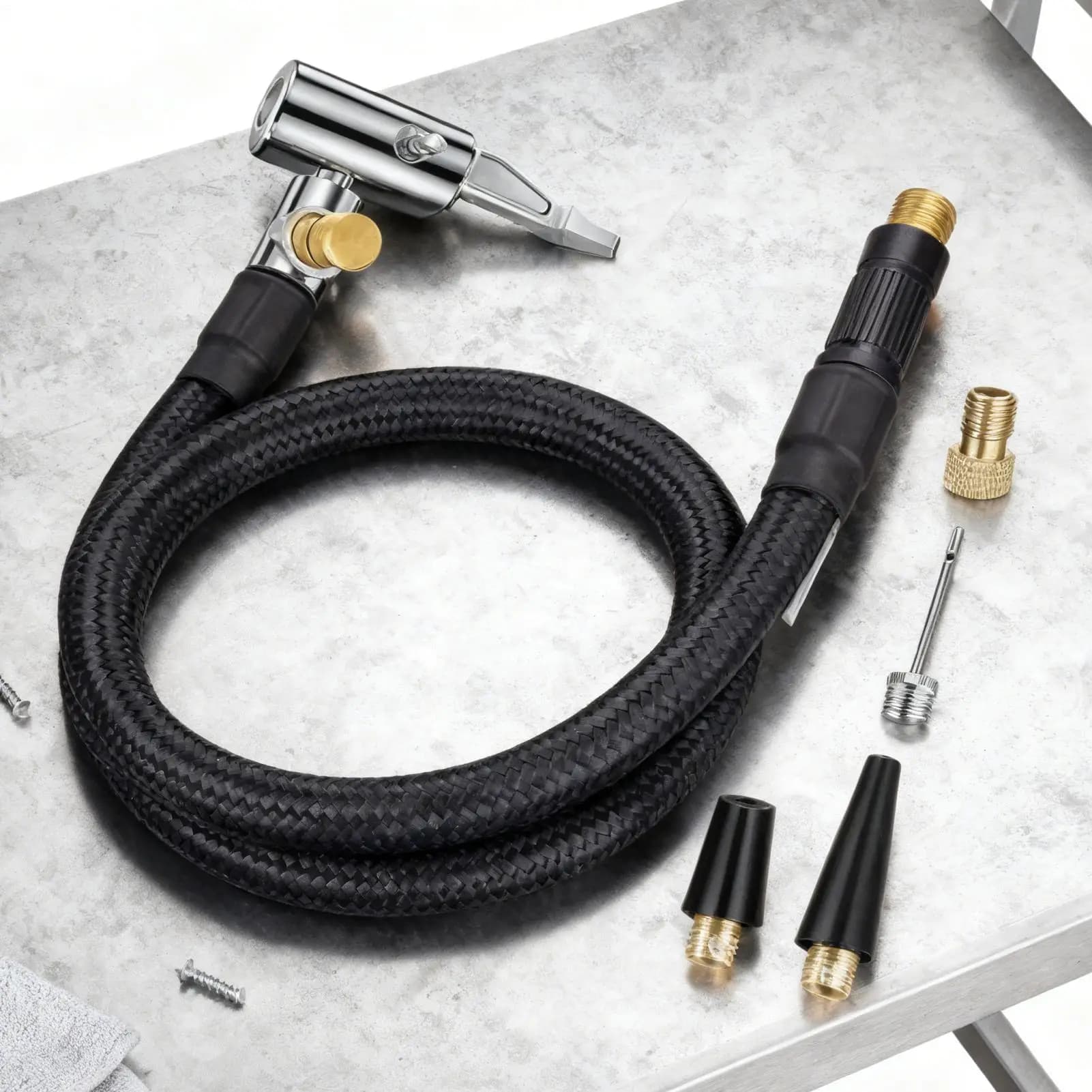 Pneumatic Inflator Pipe Adapter with 360° Rotating End Adapter for Inflator Tube for Motorcycle tyres External Accessories for Car