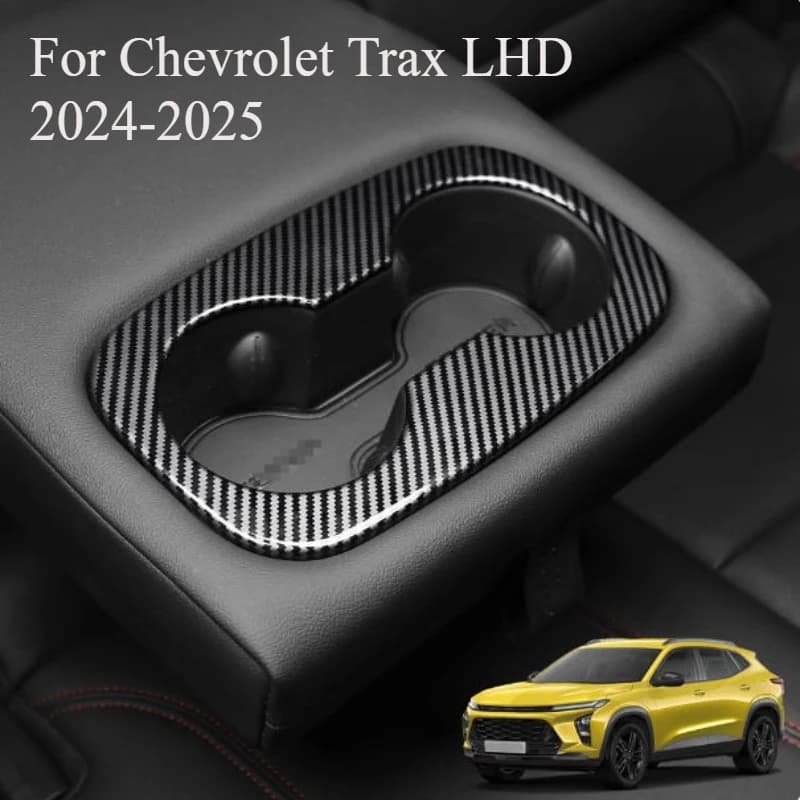 For Chevrolet Trax LHD 2024-2025 Polished Carbon Fiber Interior Wheel Cover, Central Console and Glass Holders