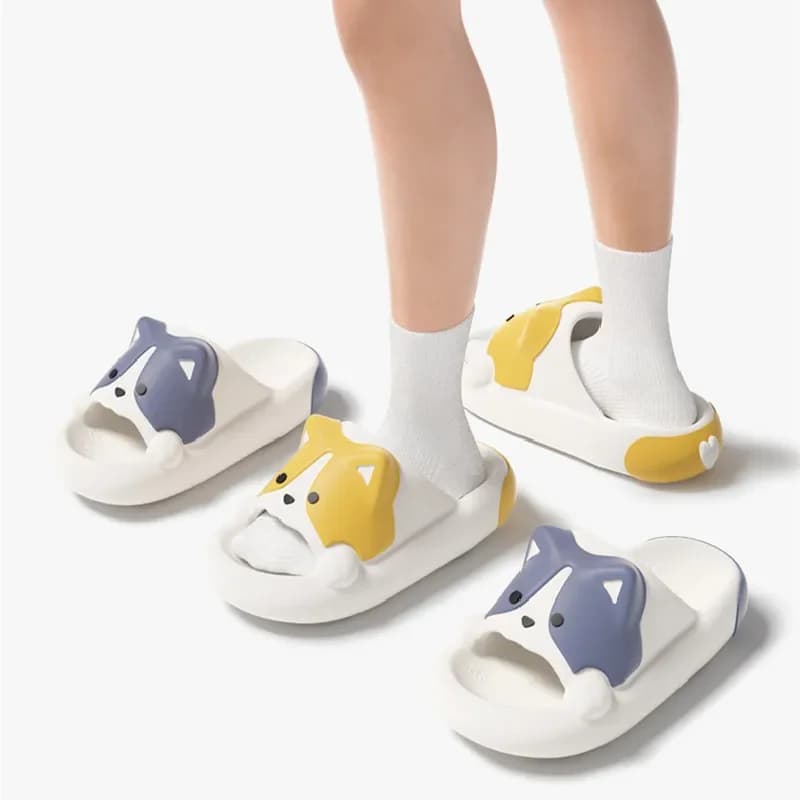 Pantofole da uomo estive Pantofole per cani simpatico cartone animato Suola spessa Infradito morbide Sandali da spiaggia Scivoli da bagno per donna Scarpa da doccia Kawaii