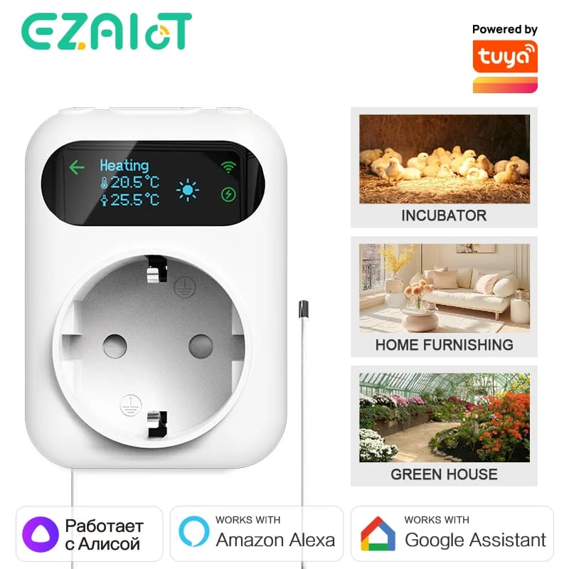 Thermostat with intelligent socket Tuya WiFi Heating Cooling Temperature Timer Switch Push Fan Voice Remote Control Alexa Google Home