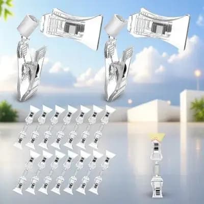 20 clip trasparenti a doppia faccia, portaetichette di dimensioni compatte per cartellini dei prezzi al dettaglio, portaetichette, clip per esposizione merci