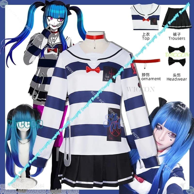 Halloween Jirai Kei Ragazze Amemiya Darumi Cosplay Anime Gioco Centina Cos Linea Costume Camicia a righe Abito Y2K Moda JK Lolita