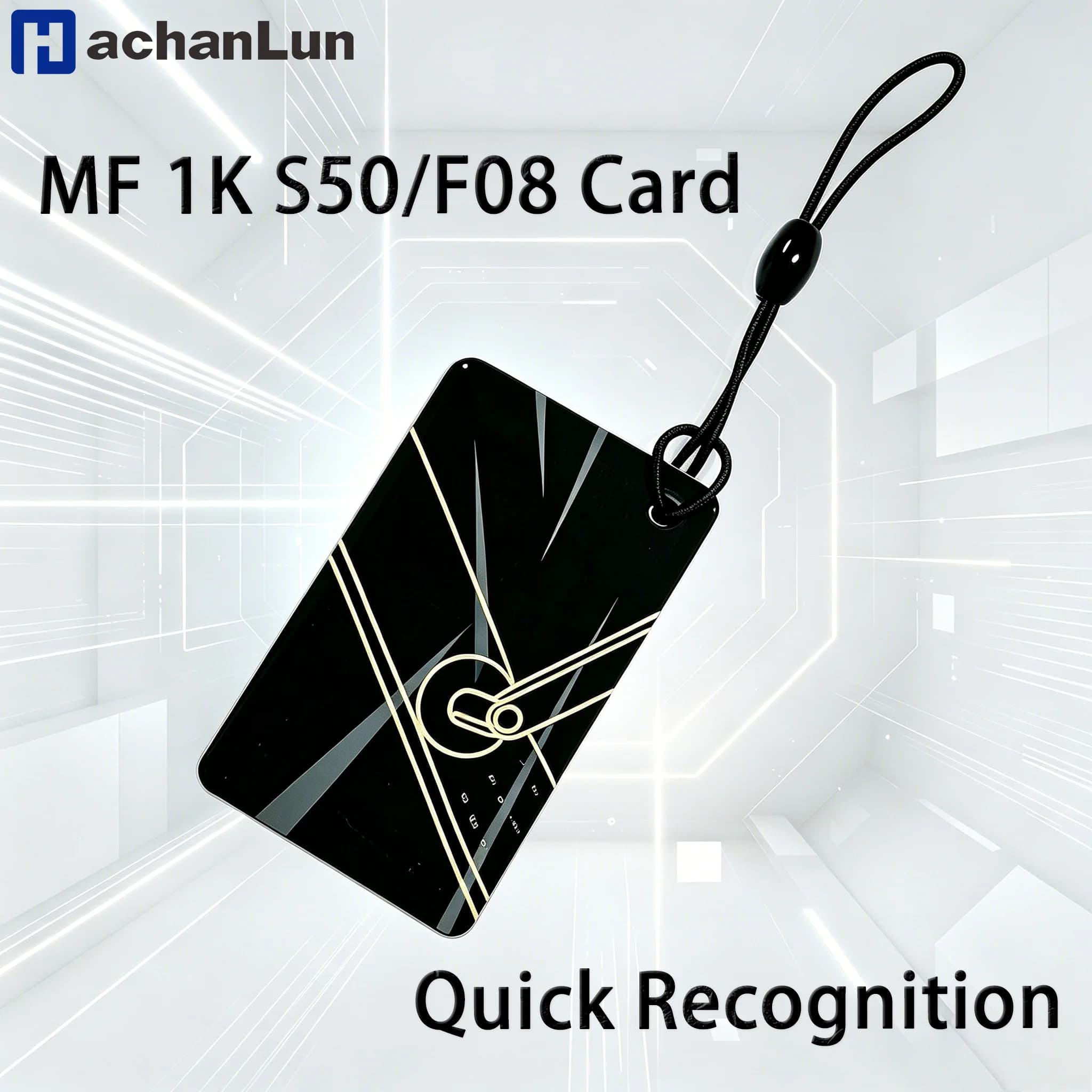 Carta Smart NFC in PVC Hilo con chip MF 1K Fudan S50/F08 13.56MHZ per serrature intelligenti con impronta digitale, ideale per hotel e serrature smart.