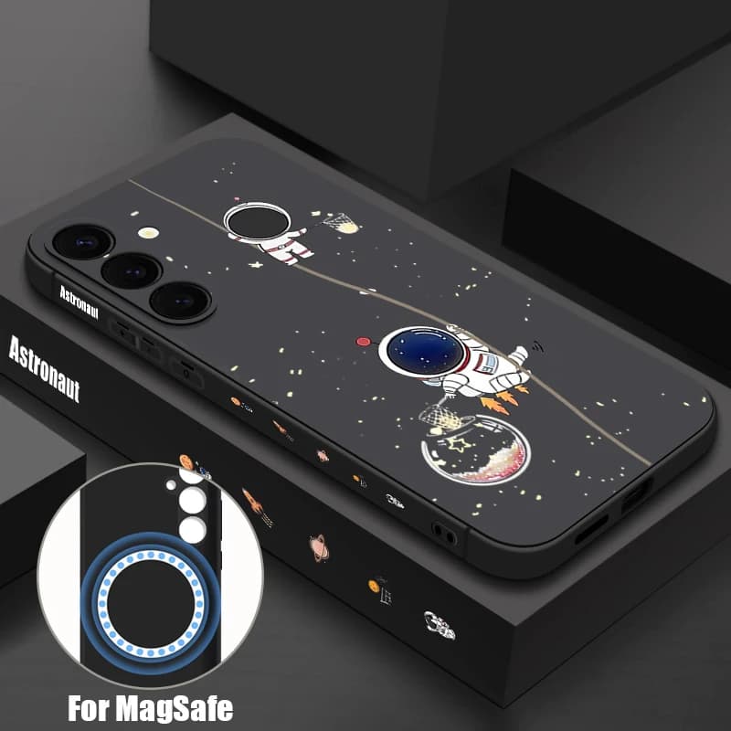 Custodia Magnetica Carina a Tema Astronauta per Samsung Galaxy S26 S25 S24 Ultra S25 S24 S23 FE, Compatibile con Ricarica Wireless MagSafe, Cover per Telefono in TPU