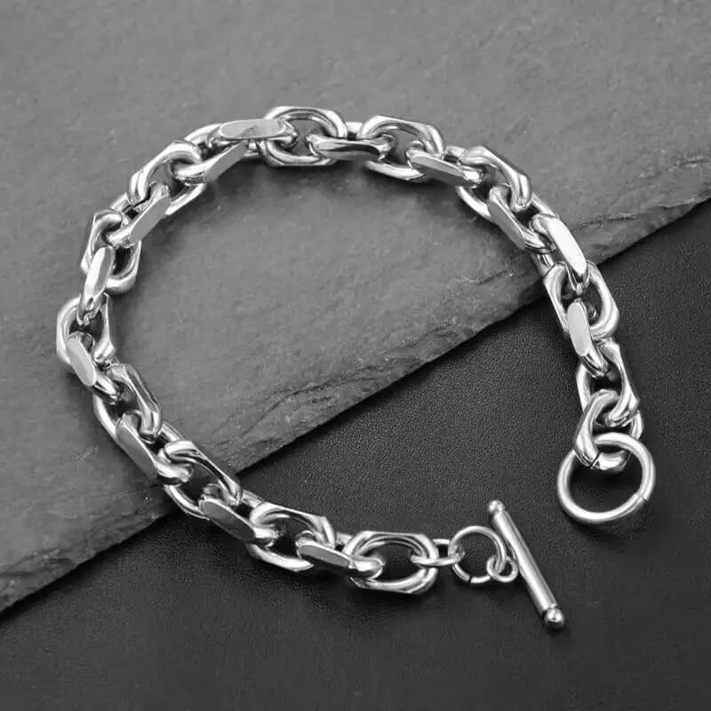 Bracciale O-Chian da uomo da 8MM gioielli in acciaio inossidabile 316L braccialetto stile Punk Hip Hop di moda semplice