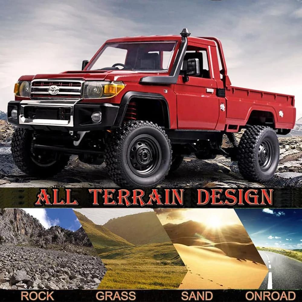 MN82 2.4G Remote Control Climbing Car Toy for Children 1:12 Red Retro RC Car with Lights 4WD Pickup Truck Model 2026 Play Gifts