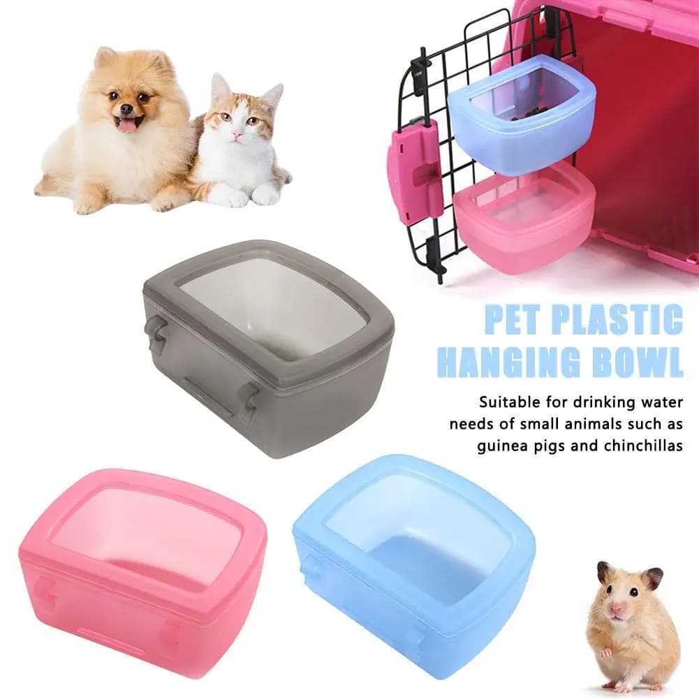 Pet Kennel Cage Bowls Hanging Crate Bowl Spill Proof Plastic Water Feeder Dish for Carrier Wire Cages Dog Cat Food Container