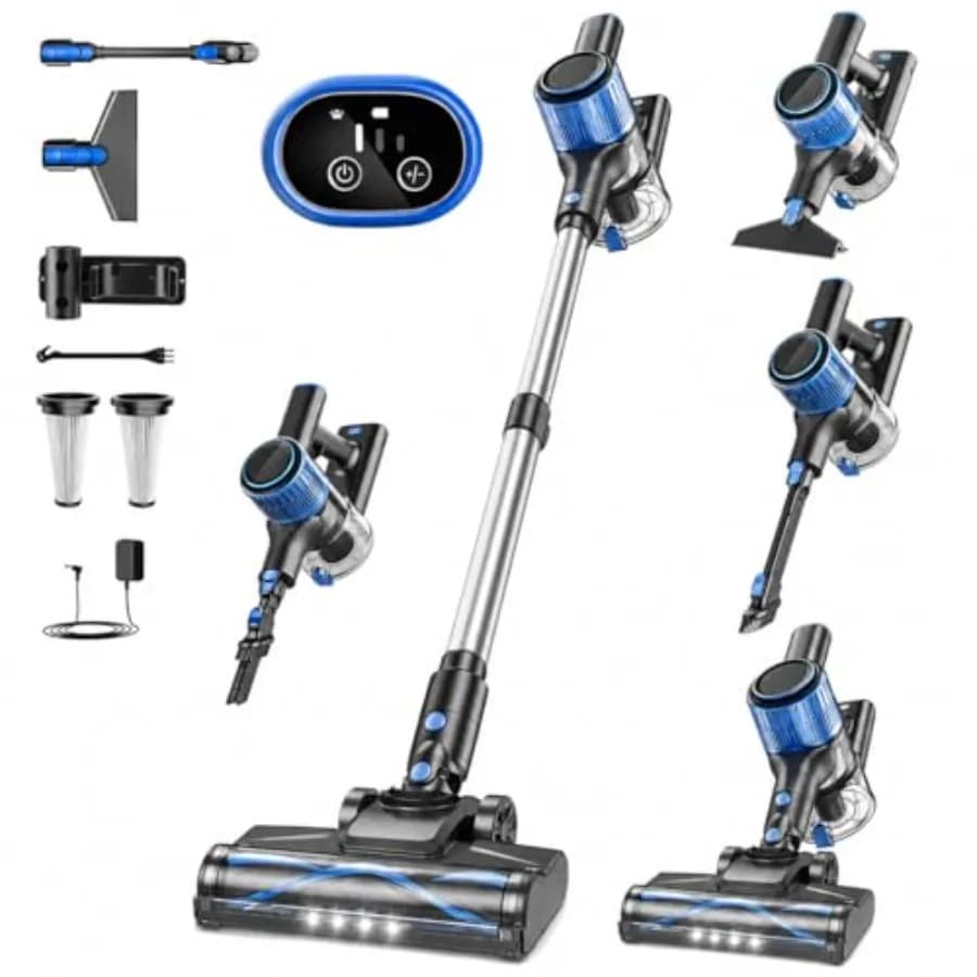 Cordless Vacuum Cleaner for Home Use, ABS Plastic Body, Black Color, 8-in-1 Versatile Design with 3 Suction Modes and 45-Min De