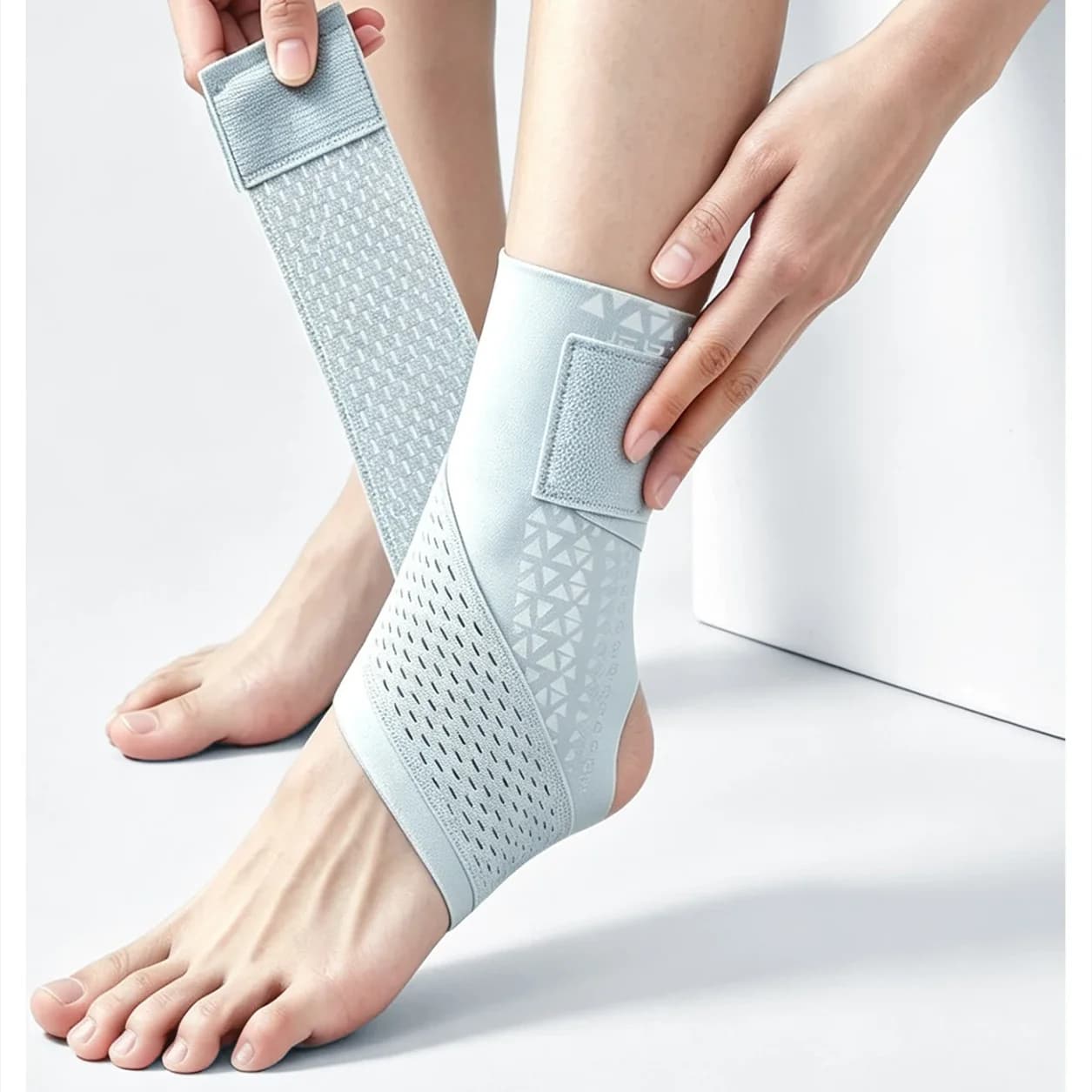 Breathable Ankle Support Brace Adjustable Compression Strap Lightweight Ankle Stabilizer for Running Basketball Gym Sports
