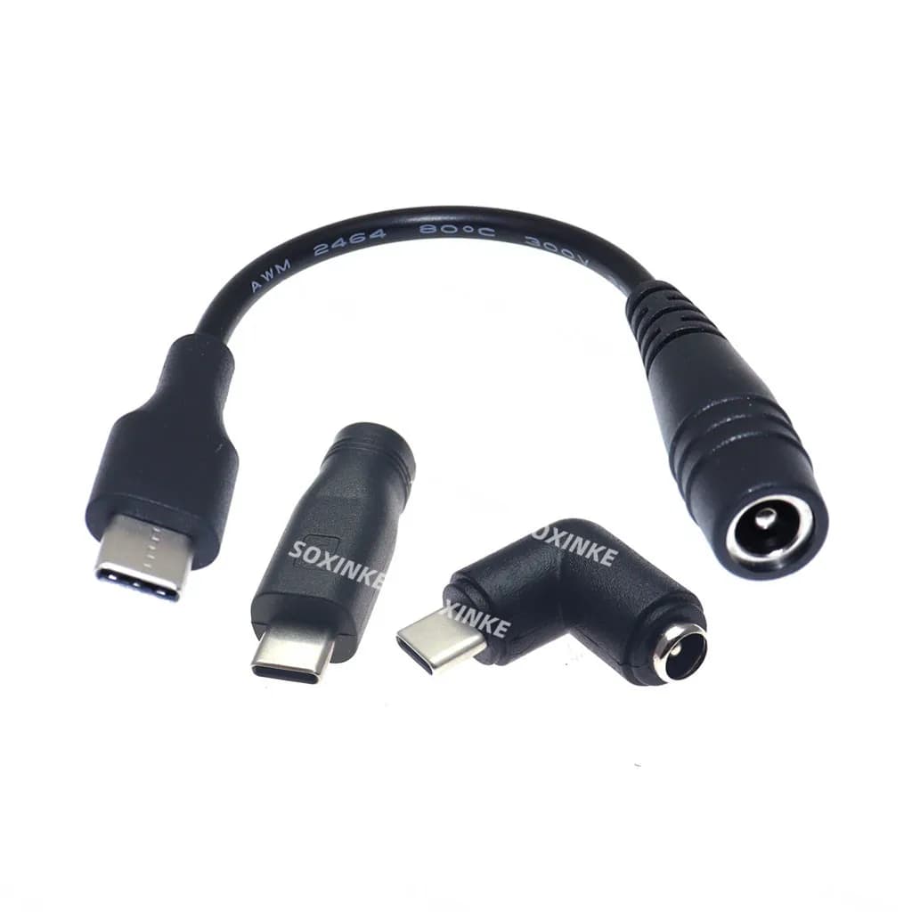 DC5.5 x 2.1 mm Female jack to Type-C USB 3.1 Male Plug USB-C male DC Power Connector Adapter DC to Type C male 15cm