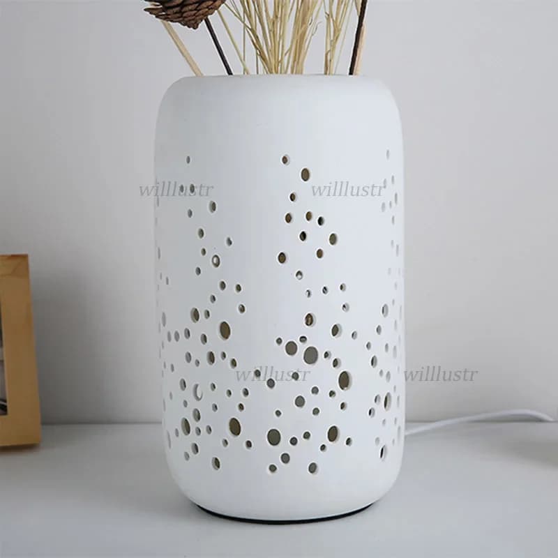Vaso in ceramica creativo Lampada da tavolo Disposizione dei fiori Lampada da scrivania Hotel Cafe Studio Soggiorno Comodino Illuminazione moderna in porcellana