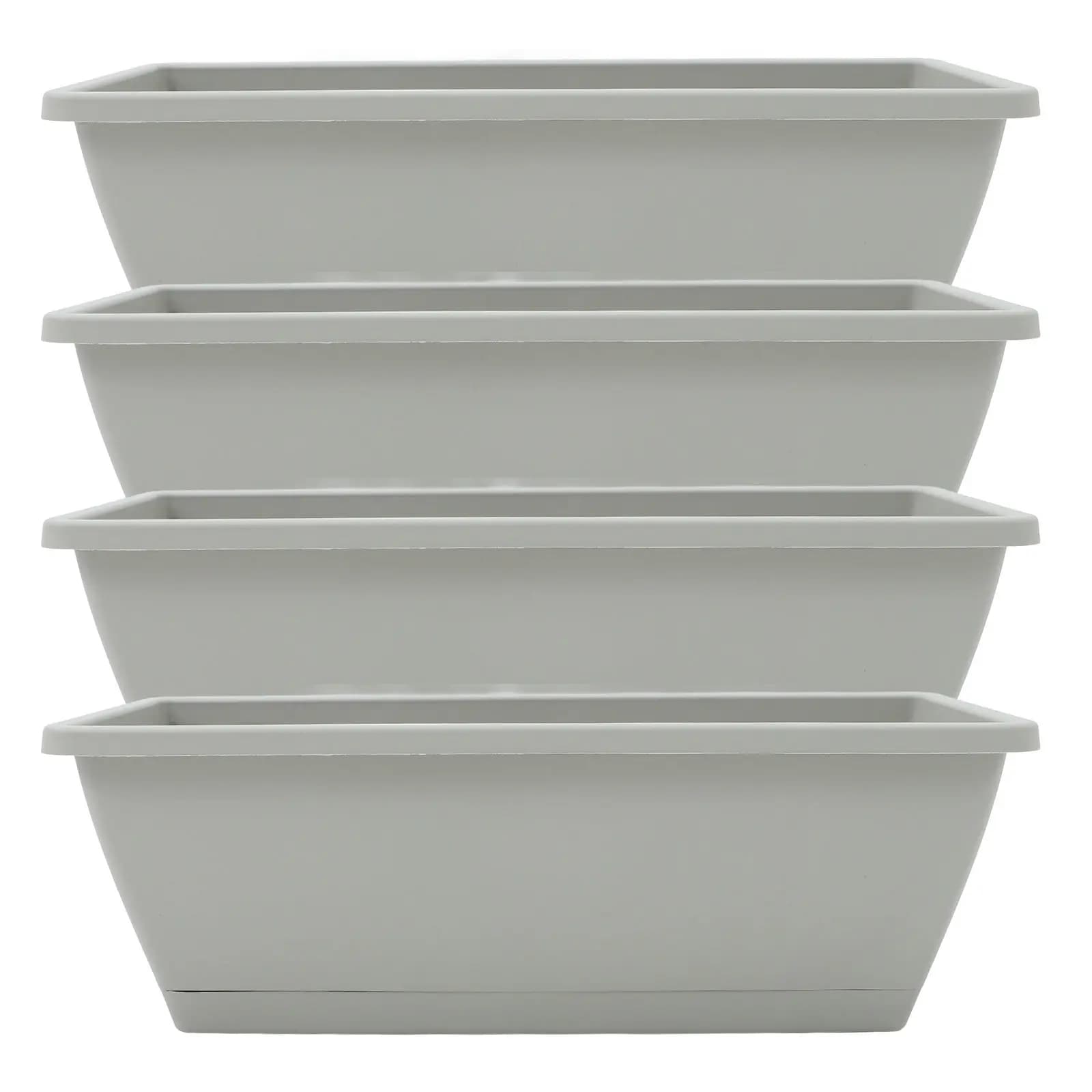 Set di 4 Fioriere Rettangolari per Davanzale, Vasi Robusti in Resina per Coltivazione di Erbe, Piante Succulente e Giardino